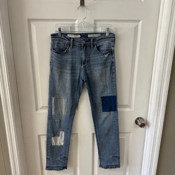 Pilcro Anthropologie Patchwork Jeans Size 27 Slim Boyfriend Light Wash Boho - Picture 3 of 12